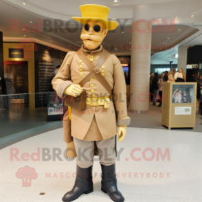 Gold Civil War Soldier mascot costume character dressed with a Maxi Dress and Wallets