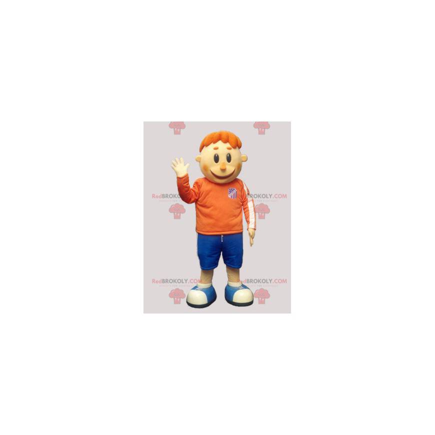 Red-haired boy mascot in sportswear - Redbrokoly.com