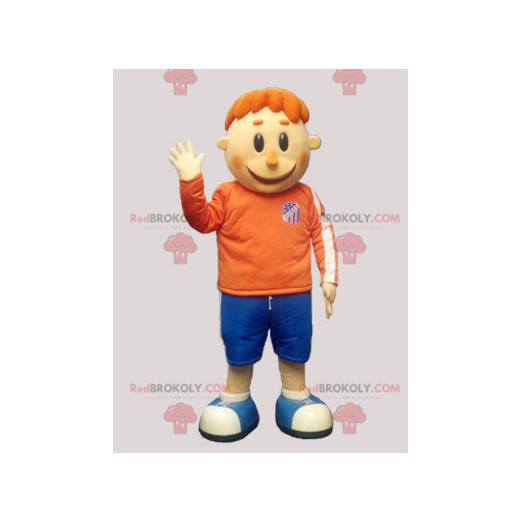 Red-haired boy mascot in sportswear - Redbrokoly.com
