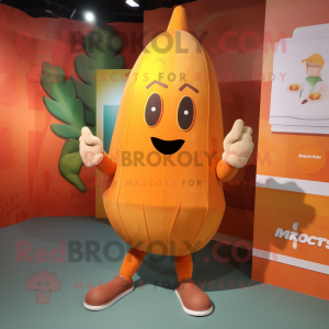 Rust Mango mascot costume character dressed with a Romper and Hairpins