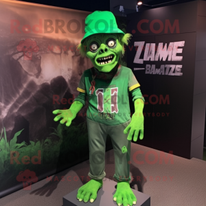 Forest Green Zombie mascot costume character dressed with a Romper and Headbands