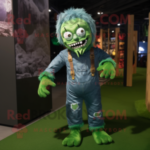 Forest Green Zombie mascot costume character dressed with a Romper and Headbands
