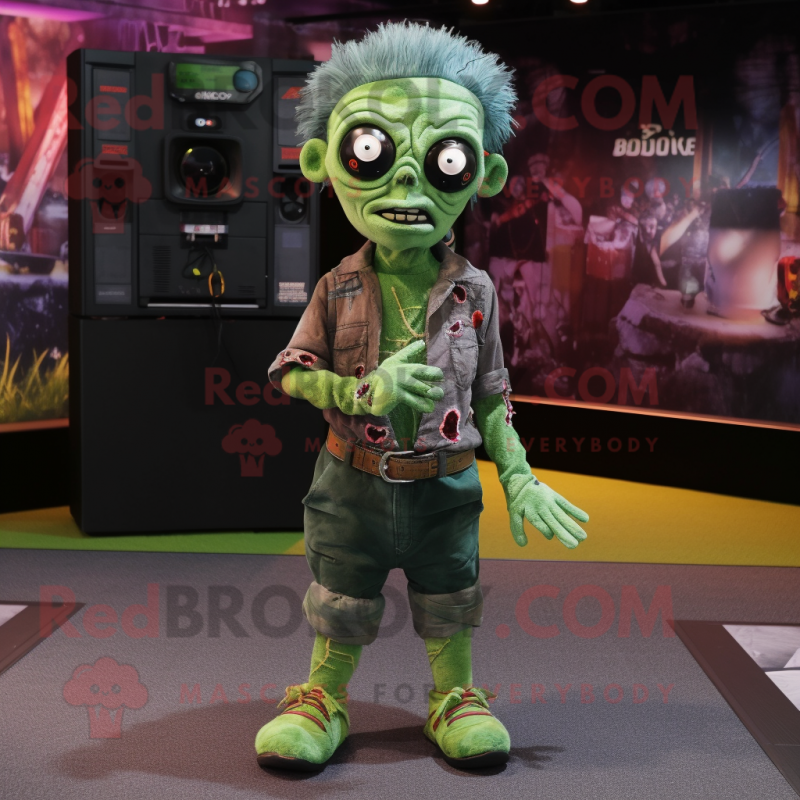 Forest Green Zombie mascot costume character dressed with a Romper and Headbands