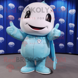 Cyan Beluga Whale maskot...