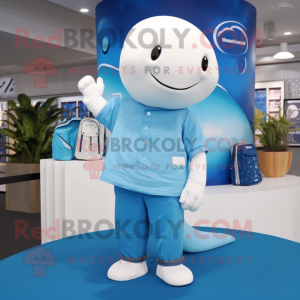 Cyan Beluga Whale maskot...