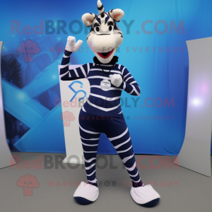 Marinblå Zebra maskot...