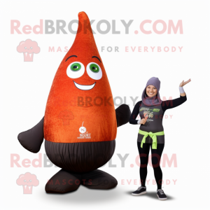 Rust Onion mascot costume character dressed with a Yoga Pants and Mittens