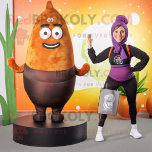 Rust Onion mascot costume character dressed with a Yoga Pants and Mittens