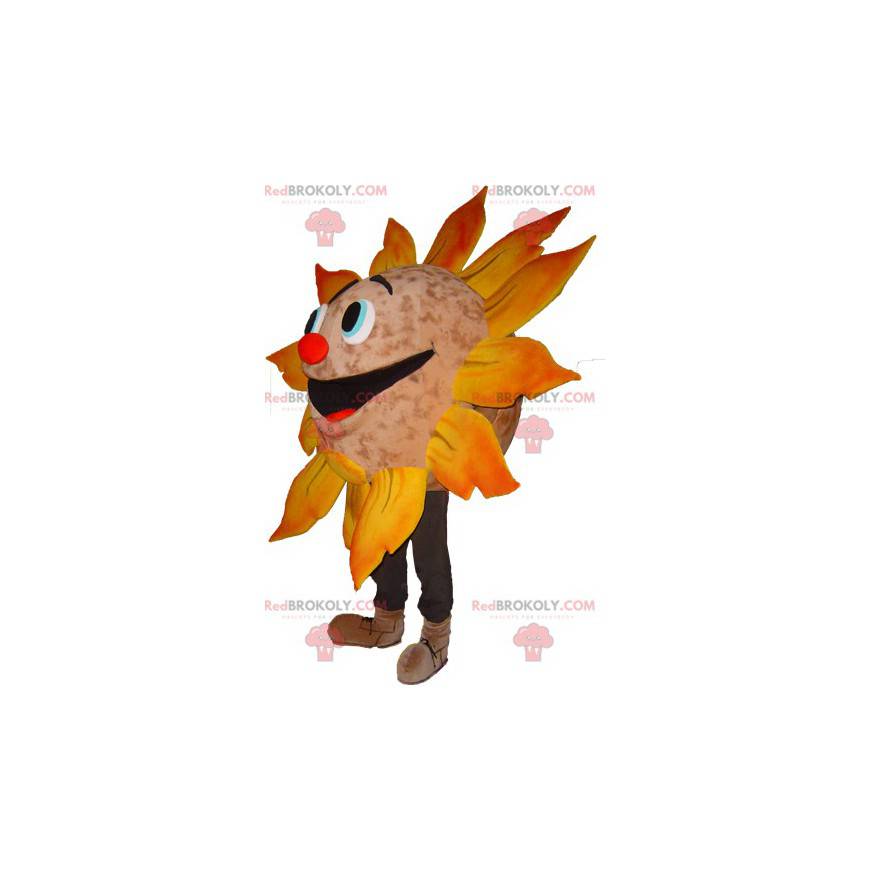 Mascotte gigante del sole molto sorridente - Redbrokoly.com