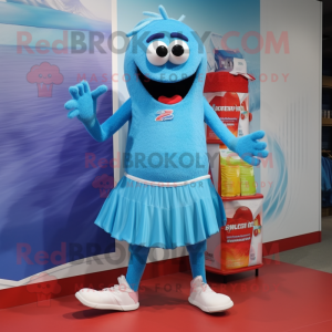 Sky Blue Jambalaya mascot costume character dressed with a Swimwear and Shoe clips