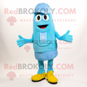 Sky Blue Jambalaya mascot costume character dressed with a Swimwear and Shoe clips