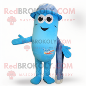 Sky Blue Jambalaya mascot costume character dressed with a Swimwear and Shoe clips