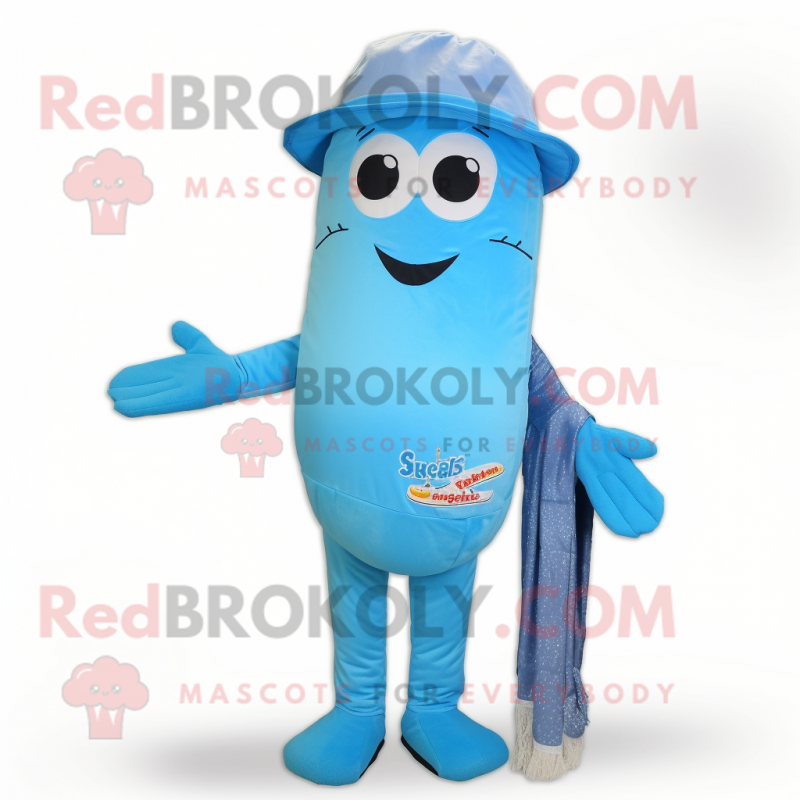 Sky Blue Jambalaya mascot costume character dressed with a Swimwear and Shoe clips Sky Blue Jambalaya mascot costume character dressed with a Swimwear and Shoe clips