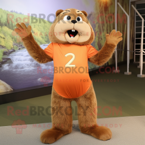 Tan Beaver maskot kostume...