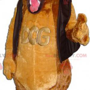 Roztomilý měkký a chlupatý hnědý pes maskot - Redbrokoly.com