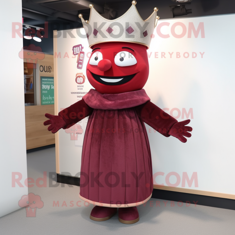 Maroon Queen mascot costume character dressed with a Sweater and Cummerbunds Maroon Queen mascot costume character dressed with a Sweater and Cummerbunds