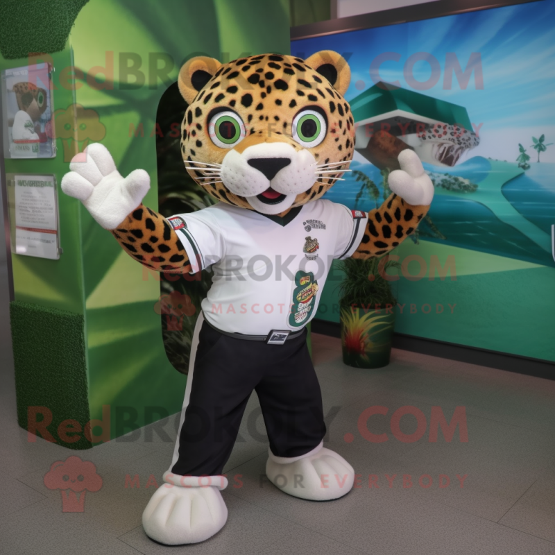 nan Jaguar mascot costume character dressed with a Polo Tee and Rings