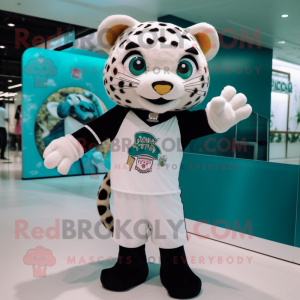 nan Jaguar mascot costume character dressed with a Polo Tee and Rings