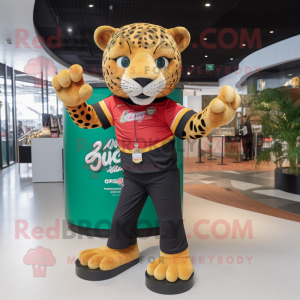 nan Jaguar mascot costume character dressed with a Polo Tee and Rings