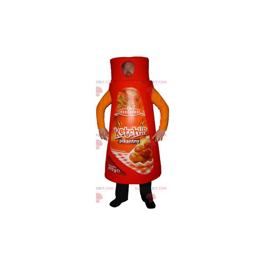Mascota de botella de salsa de tomate roja gigante -