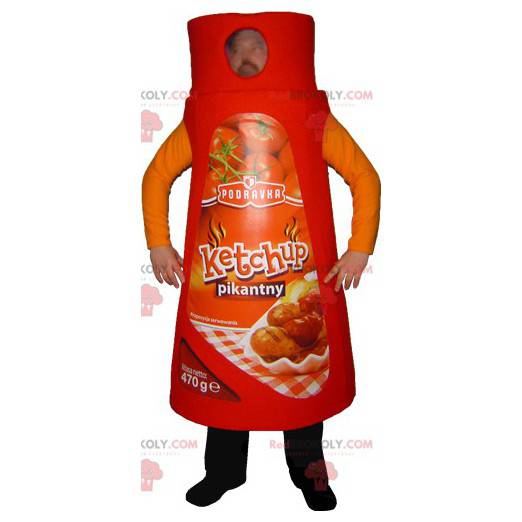 Mascota de botella de salsa de tomate roja gigante -
