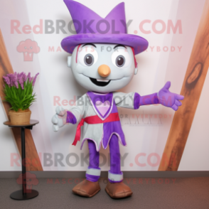 Lavender Arrow Of Love mascot costume character dressed with a T-Shirt and Belts
