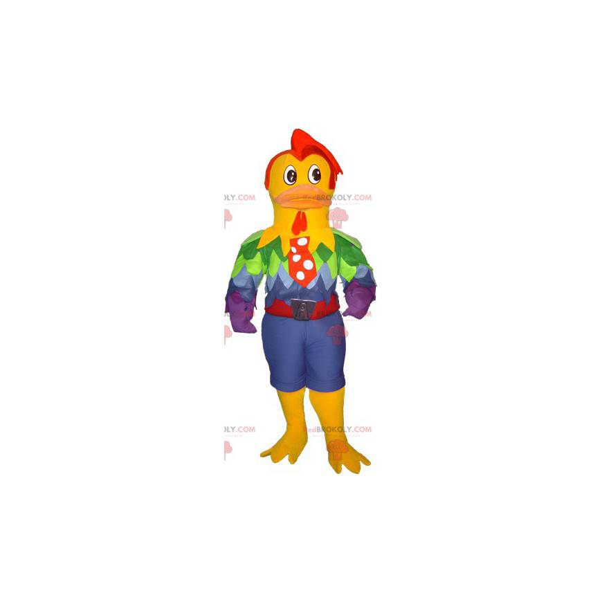 Mascotte de coq musclé très élégant et coloré - Redbrokoly.com