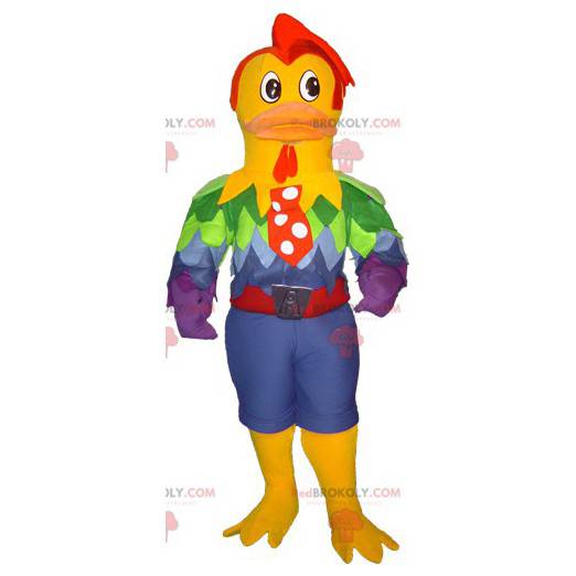 Very elegant and colorful muscular rooster mascot -