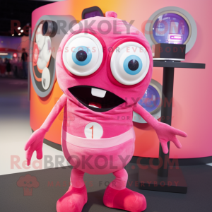 Pink Cyclops maskot kostume...