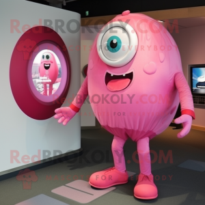 Pink Cyclops maskot kostume...