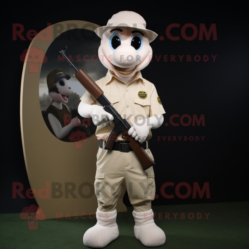 Cream Sniper mascot costume character dressed with a Polo Shirt and Necklaces Cream Sniper mascot costume character dressed with a Polo Shirt and Necklaces