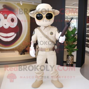 Cream Sniper mascot costume character dressed with a Polo Shirt and Necklaces