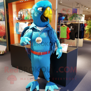 Cyan Macaw mascotte kostuum...