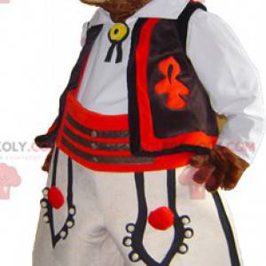 Brązowy bóbr maskotka świstak w tradycyjnym stroju -