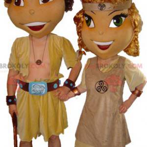 2 mannelijke en vrouwelijke Viking Kelten-mascottes -