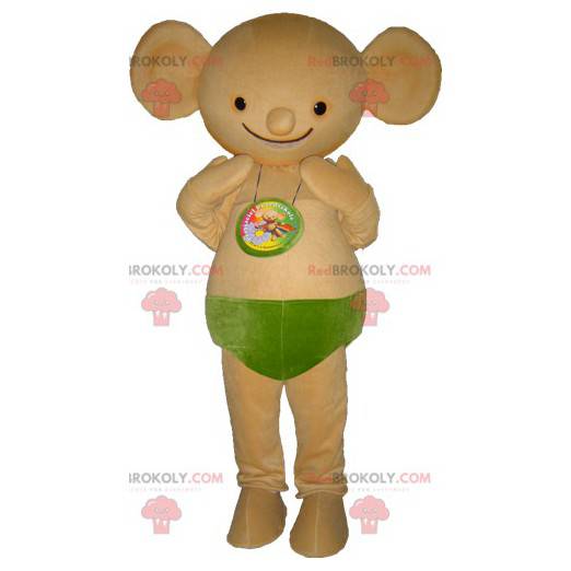 Mascot beige mouse creature with round ears - Redbrokoly.com