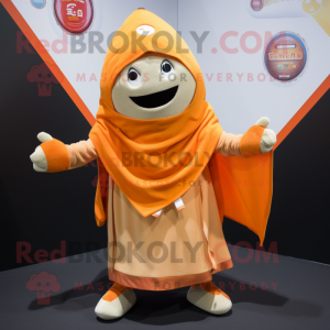 Beige Orange mascot costume character dressed with a Graphic Tee and Shawls