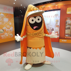 Beige Orange maskot kostym...