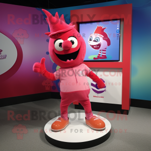 Rood roze mascotte kostuum...