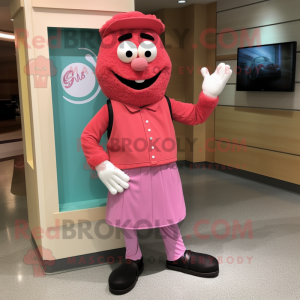 Rood roze mascotte kostuum...