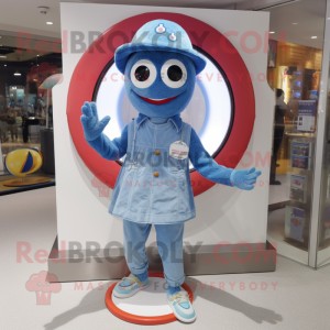 Blue Gyro mascot costume character dressed with a Denim Shorts and Anklets