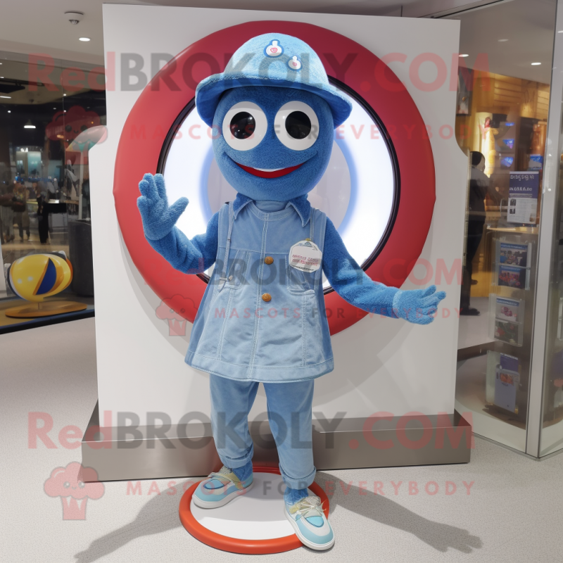 Blue Gyro mascot costume character dressed with a Denim Shorts and Anklets Blue Gyro mascot costume character dressed with a Denim Shorts and Anklets