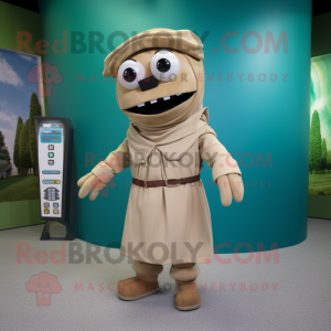 Tan Doctor mascot costume character dressed with a Wrap Skirt and Gloves