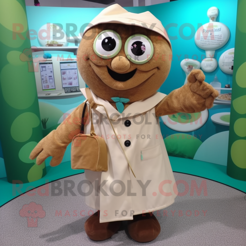 Tan Doctor mascot costume character dressed with a Wrap Skirt and Gloves Tan Doctor mascot costume character dressed with a Wrap Skirt and Gloves