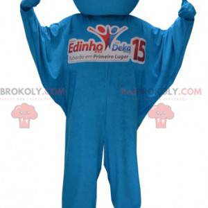 Mascotte de bonhomme bleu. Combinaison bleue - Redbrokoly.com