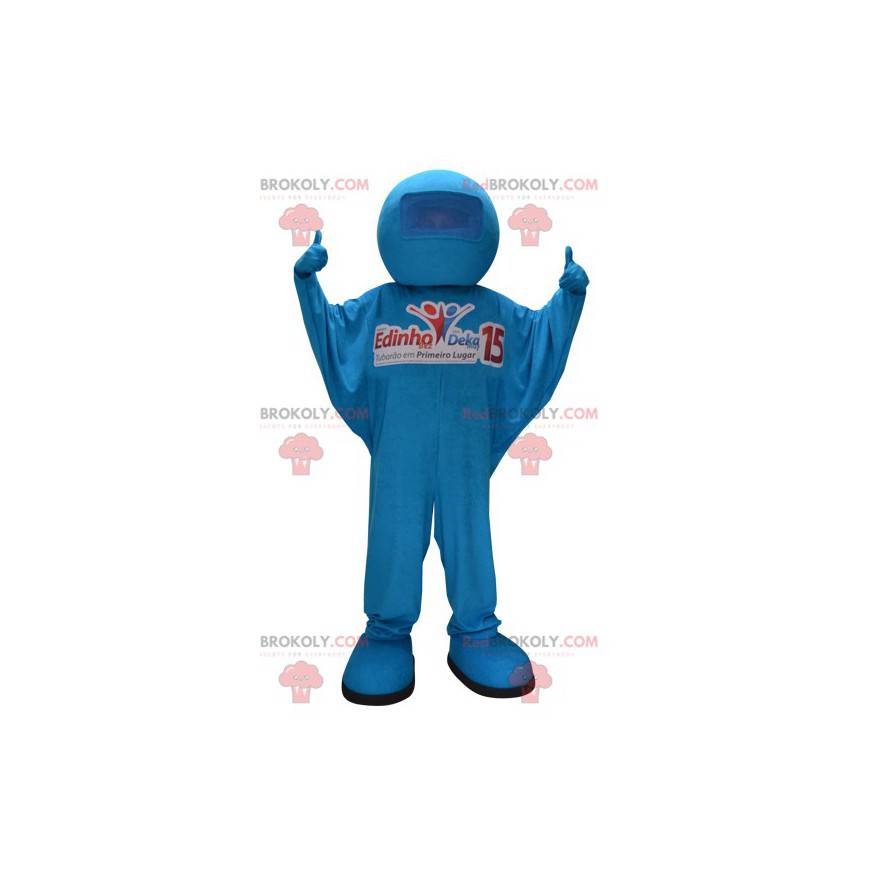 Blaues Schneemann-Maskottchen. Blauer Overall - Redbrokoly.com