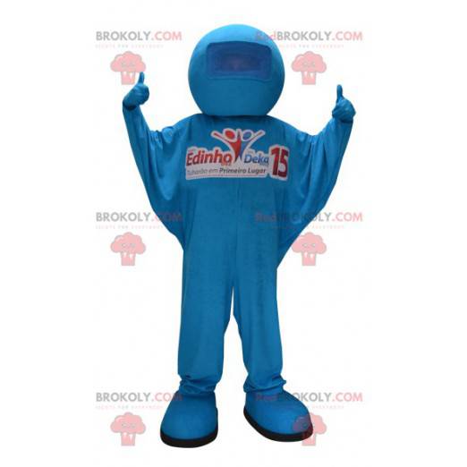 Blå snögubbe maskot. Blå jumpsuit - Redbrokoly.com