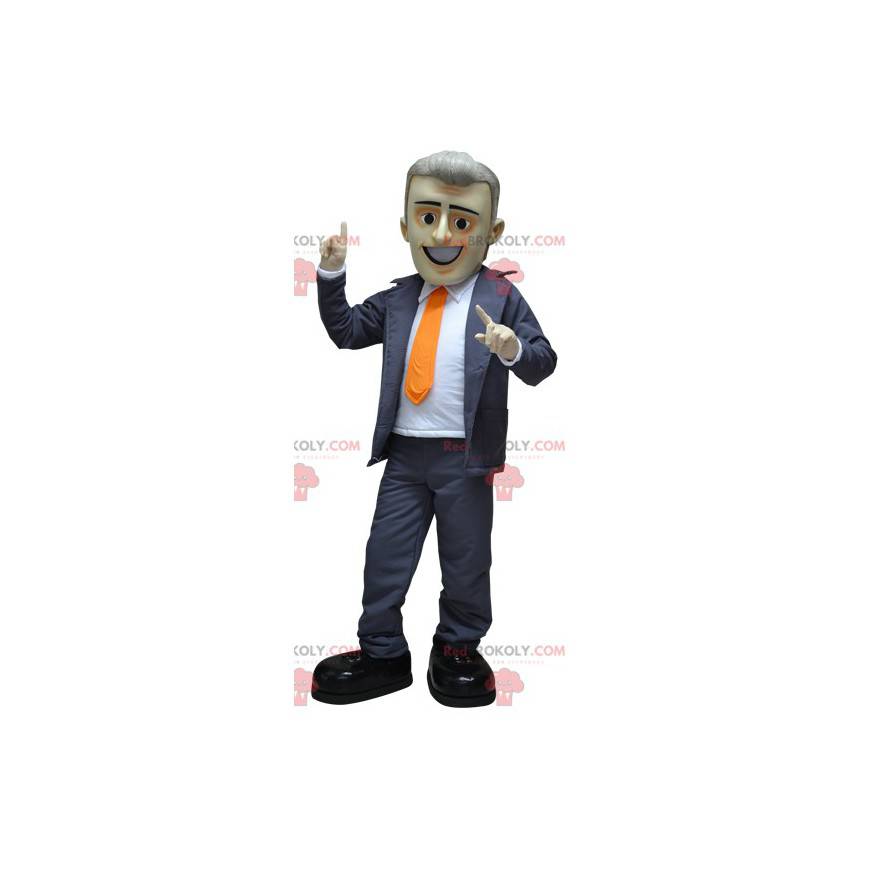 Maskot podnikatel oblečený v obleku a kravatě - Redbrokoly.com