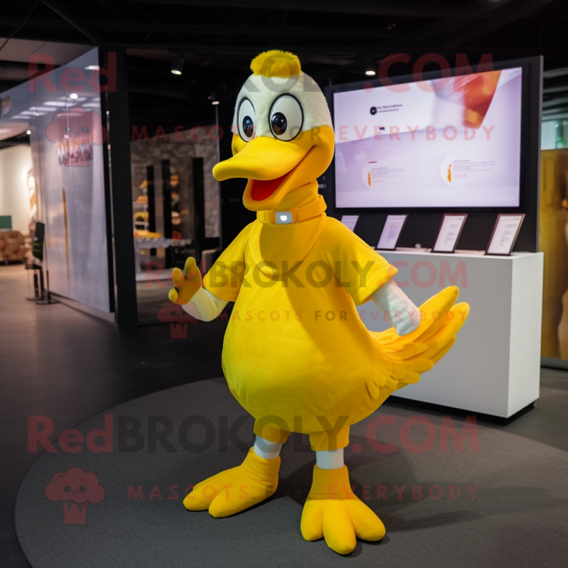 Yellow Swans mascot costume character dressed with a T-Shirt and Cufflinks