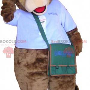Brown bear mascot in courier outfit - Redbrokoly.com